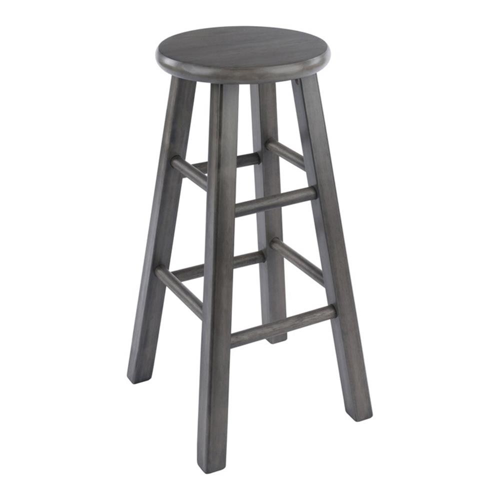 Bowery Hill 24" Transitional Solid Wood Counter Stool in Rustic Gray