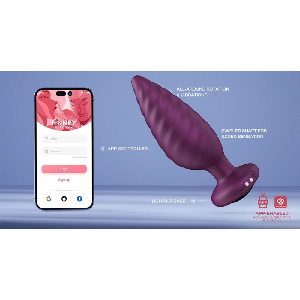 Silicone App Controlled Rotating Butt Plug Anal Probe Rechargeable Stimulator