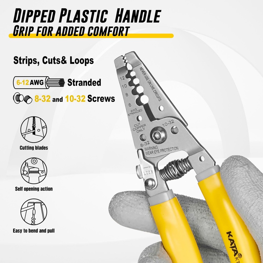 KATA 7 Inch Wire Stripper, Cutter, Stripping/Cutting Tool for Yellow