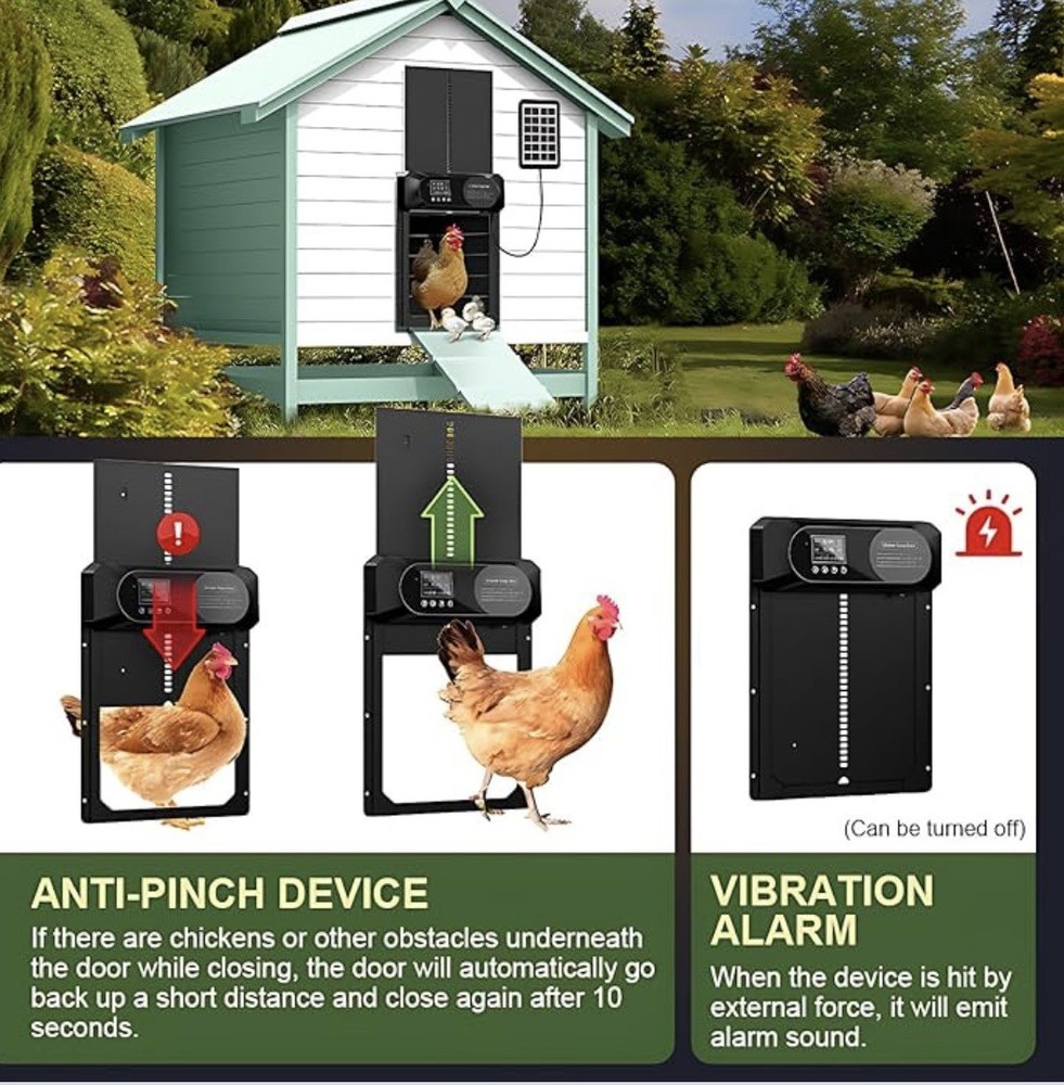 Large Size Automatic Chicken Coop Door Solar Powered LCD Dispaly & Light Sensor
