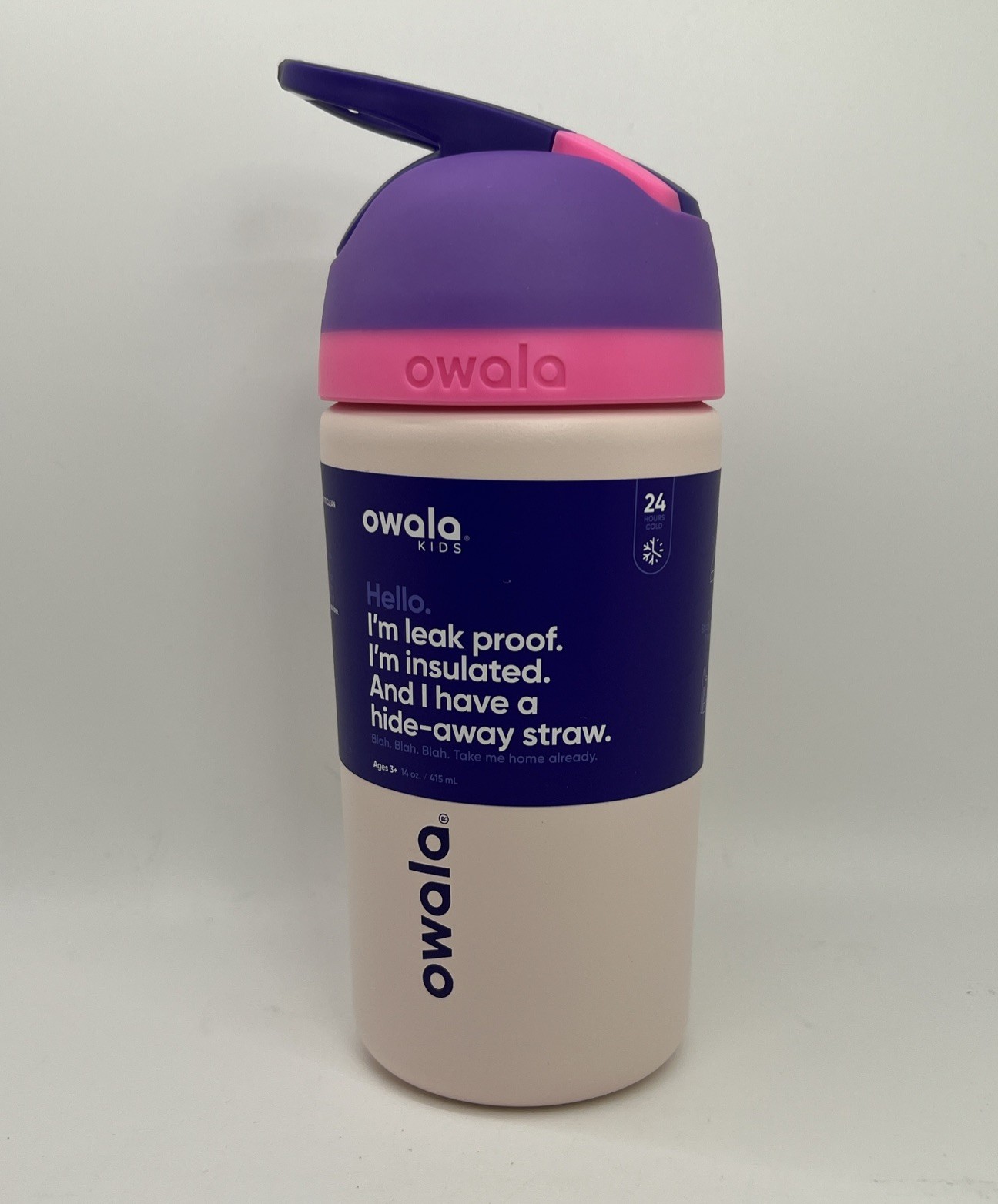 NWOB Owala Kids Flip Stainless Steel Water Bottle / 14oz /Color: Bunny Business