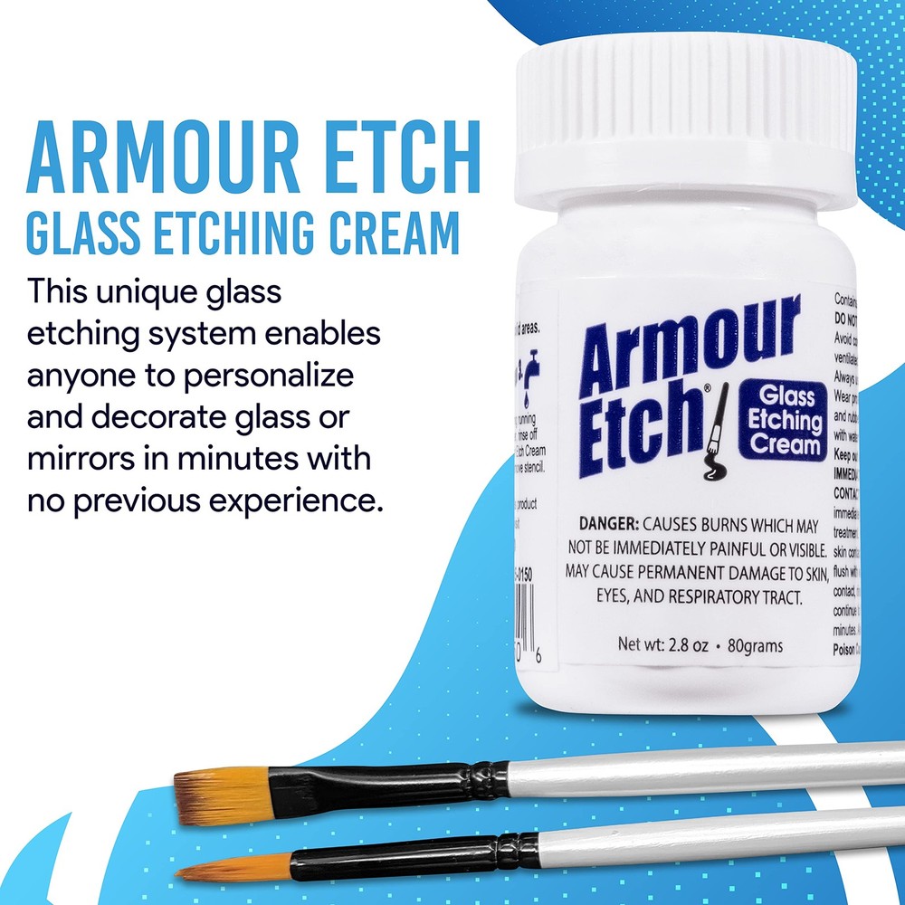 Armour Etch Glass Etching Cream - Starter 2.8oz Size - Bundled with Moshify