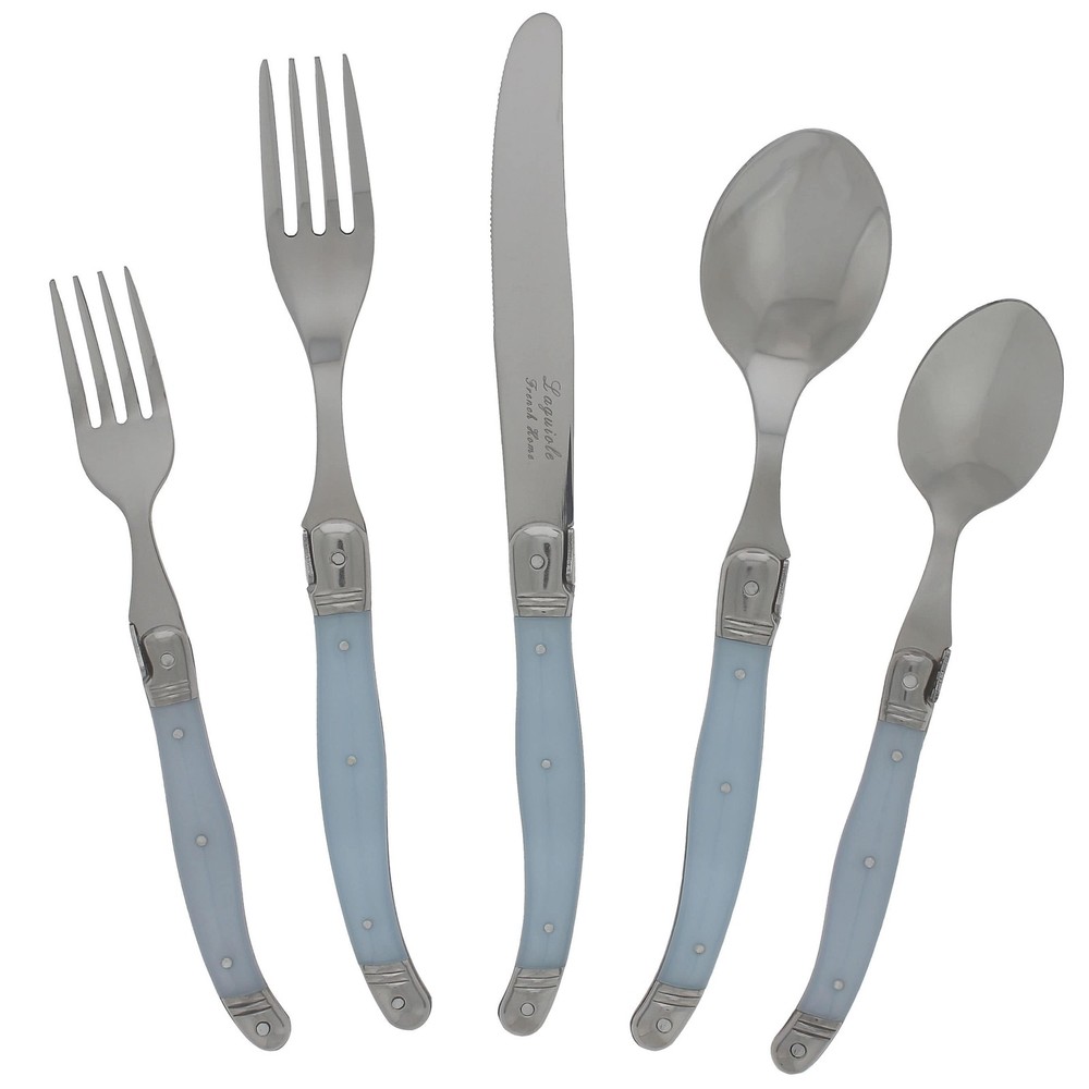 French Home 20 Piece Laguiole Ice Blue Flatware Set