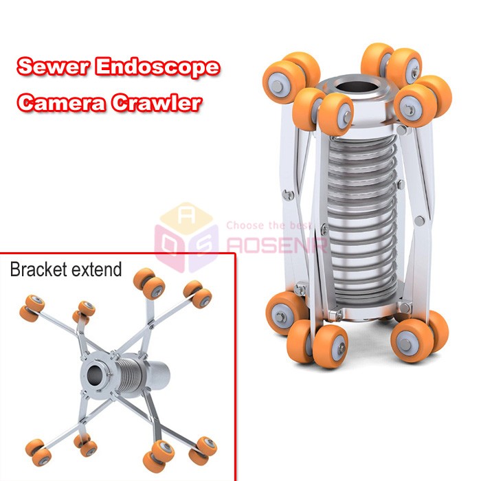 Sewer Endoscope Camera Crawler with Retractable Extension Bracket Guide Pulley