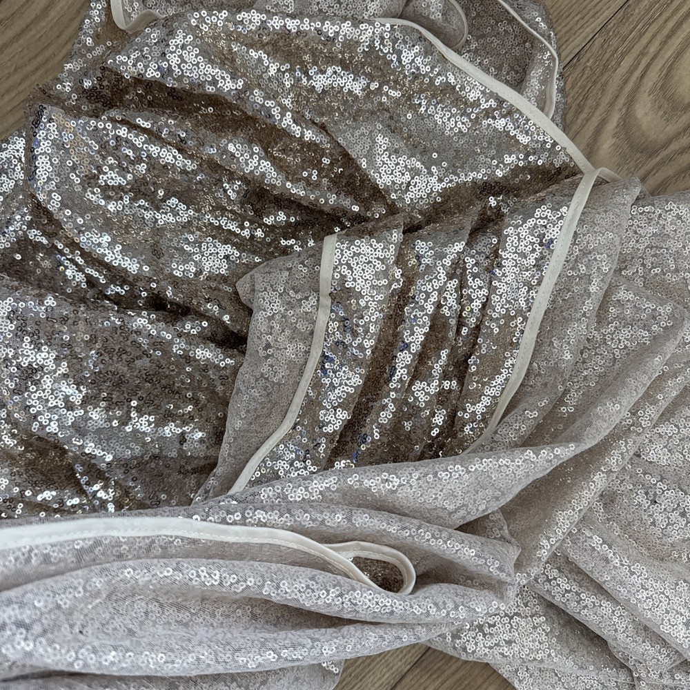 Primark Tablecloth Gold Sequin Lightweight Chiffon Rectangular 130cm x 208cm