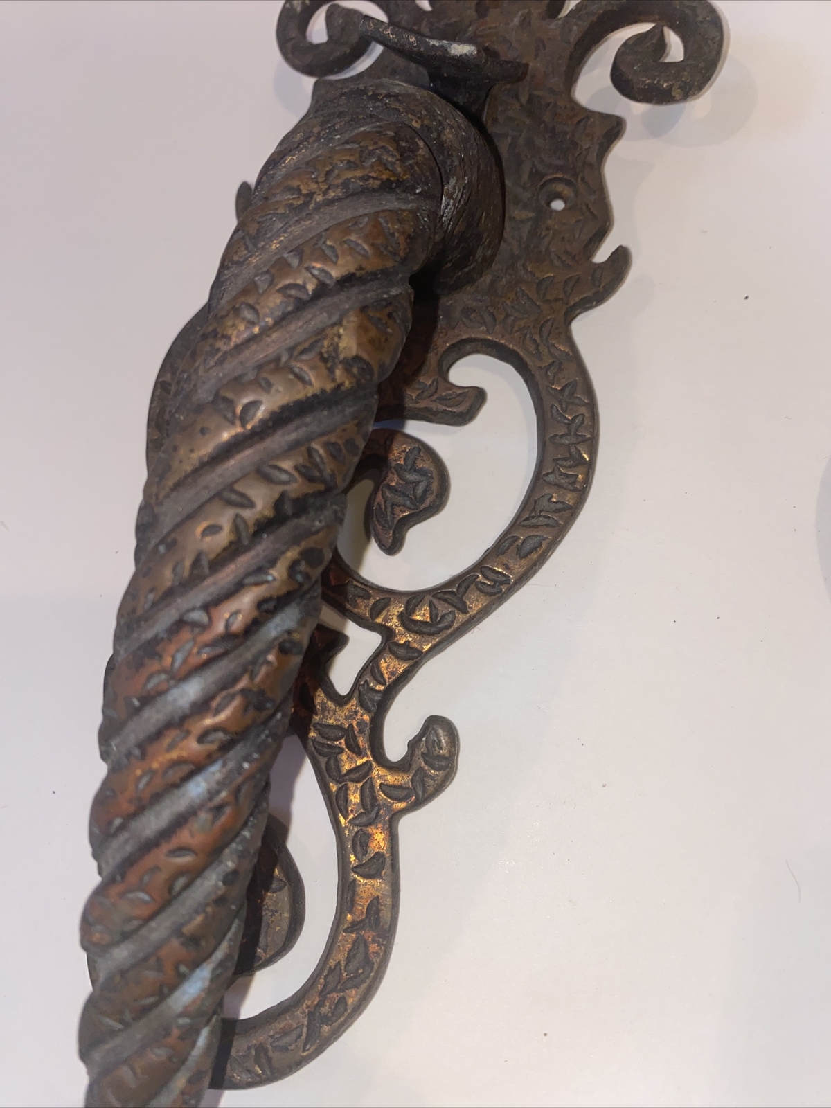 Antique Bronze/Brass Door Handle Pulls Pair Gothic Architectural Hardware 15”