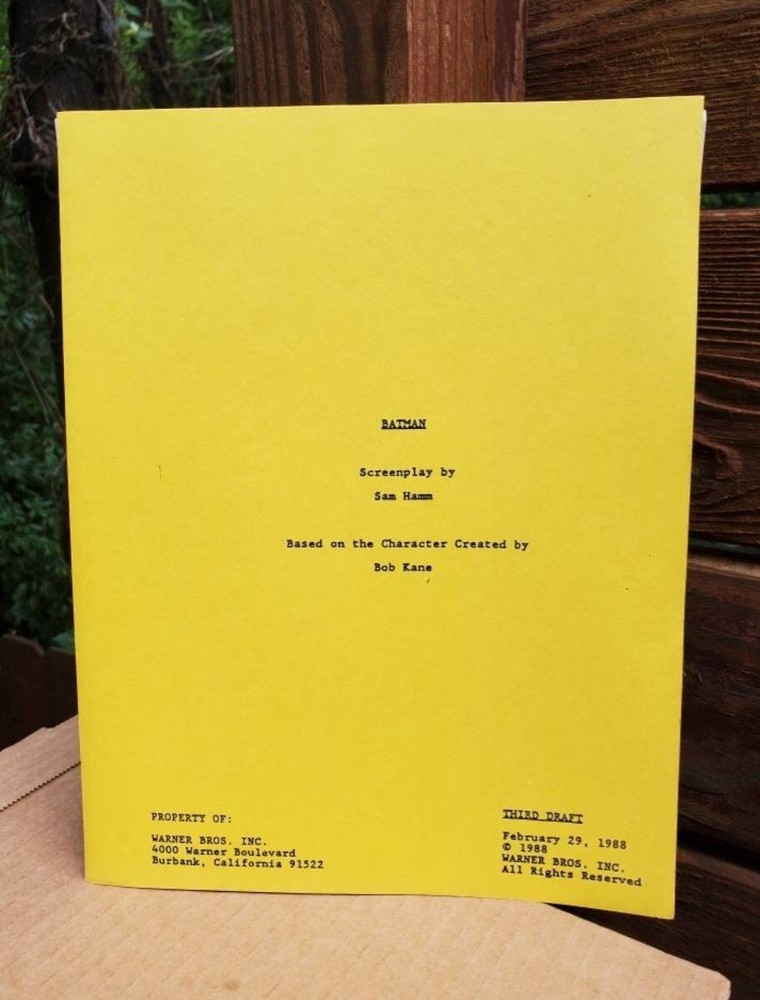 1988 Bob Kane Batman Movie Screenplay Third Draft Script