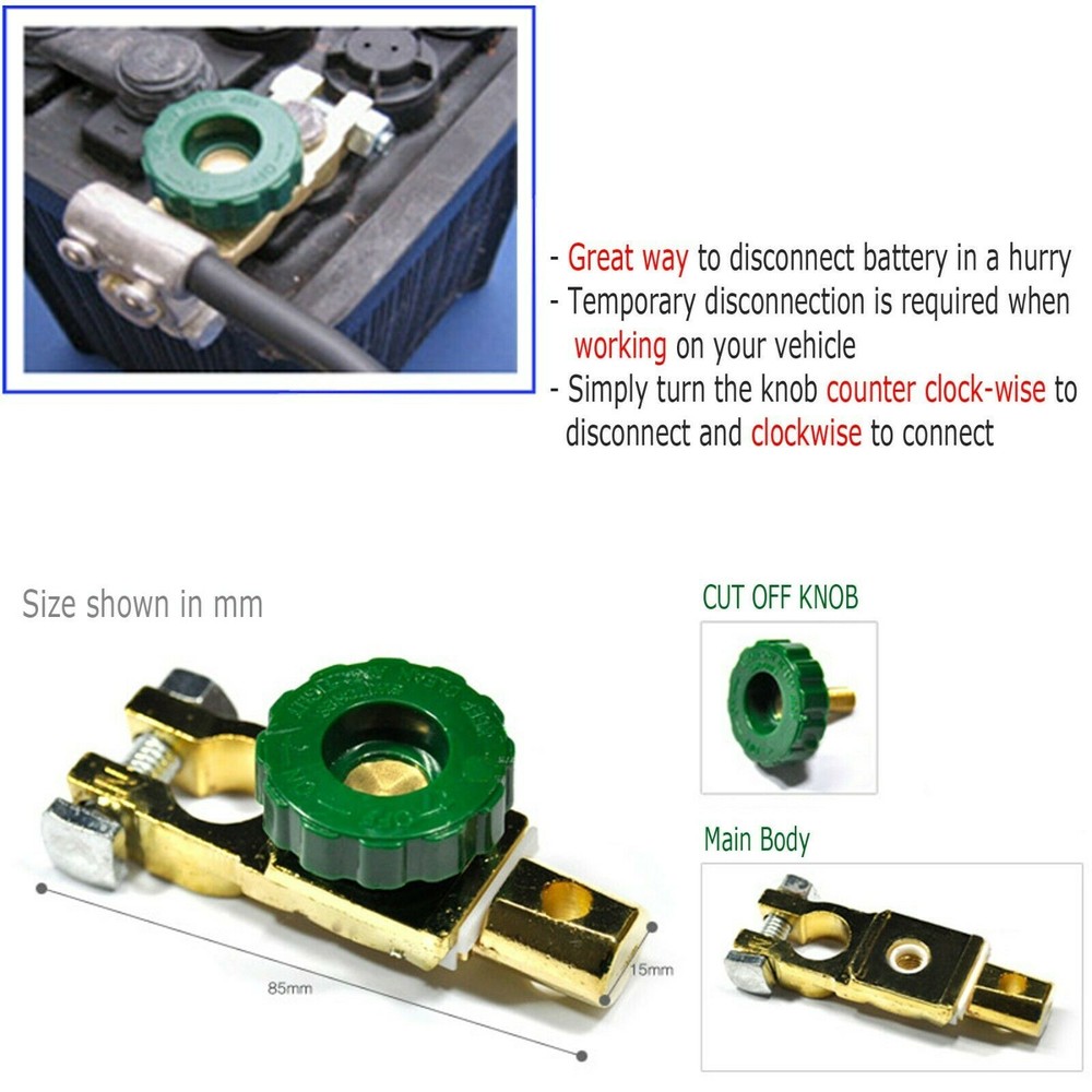 2x Car Battery Terminals Quick Disconnect Boat Top Post Off Master Kill Switch