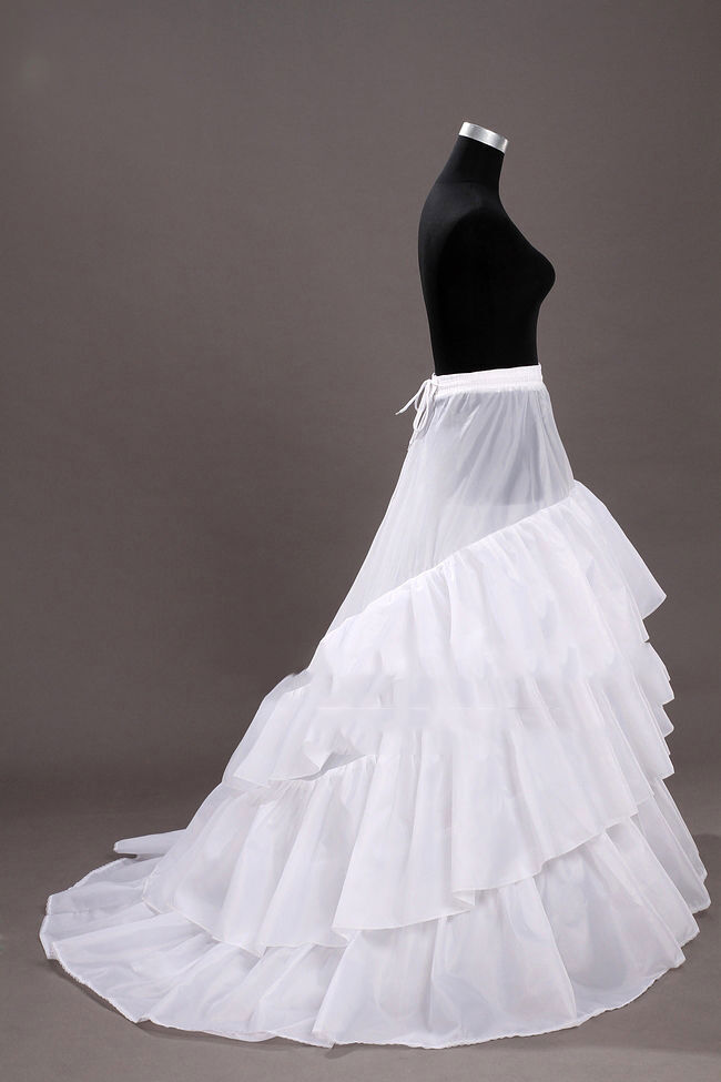 3 HOOP Multi-Layer Train Wedding Ball Gown Crinoline Petticoats Prom Bridal Slip