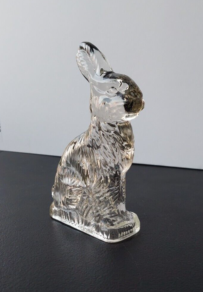RABBIT / HARE SHAPE GLASS CANDY CONTAINER. J.H MILLSTEIN CO.