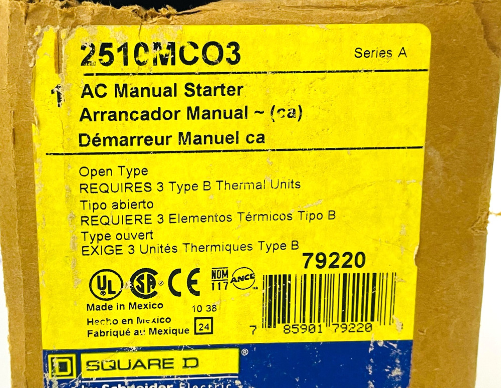 SQUARE D 2510MCO3 AC Manual Starter