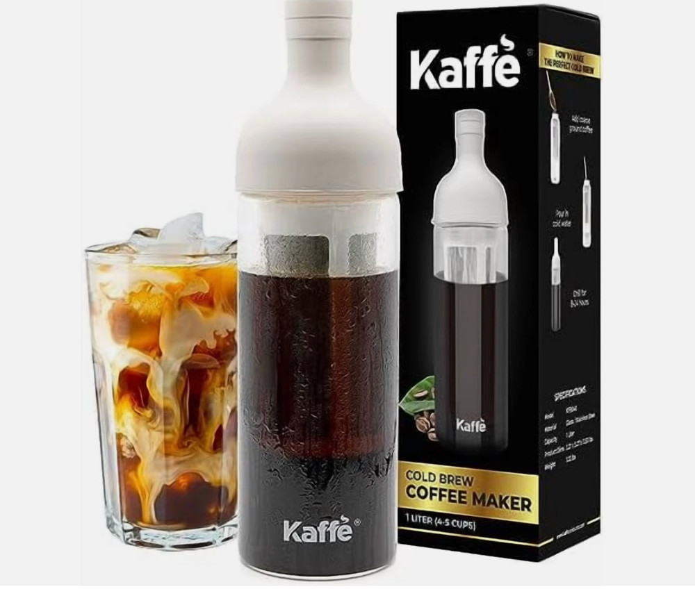 Kaffe Cold Brew Coffee Maker 1L Borosilicate Glass Pitcher Mesh Filter NEW