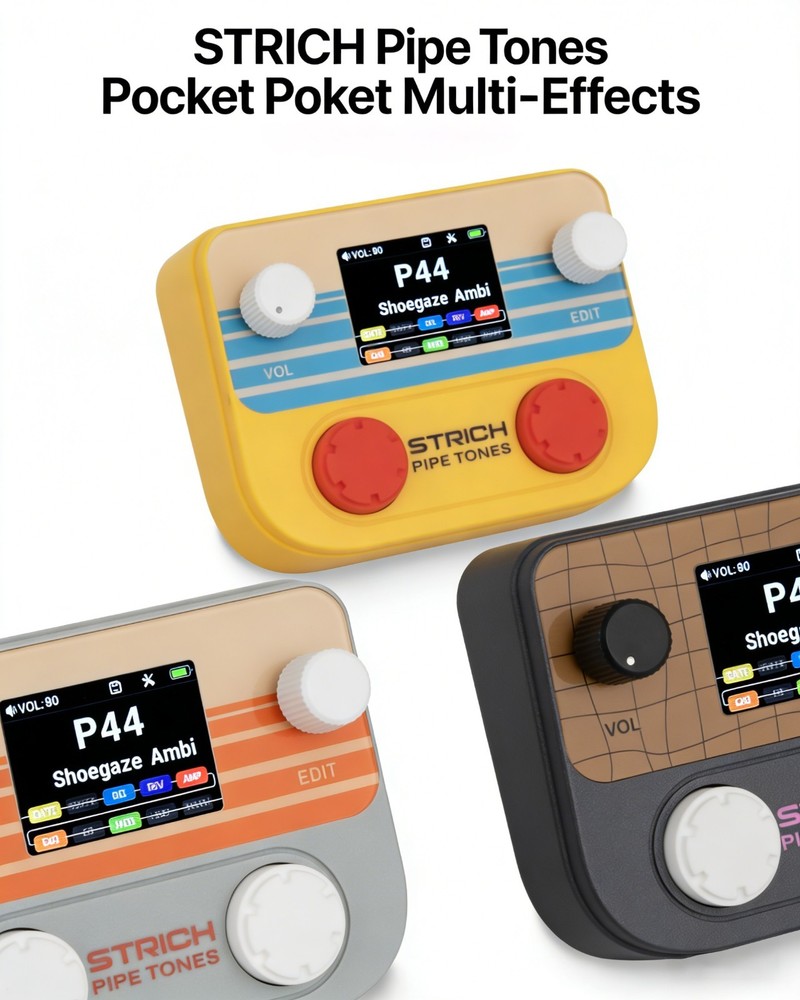 STRICH Pipe Tones Pocket Multi-Effects Processor for Guitar and Bass (Dark Gray)