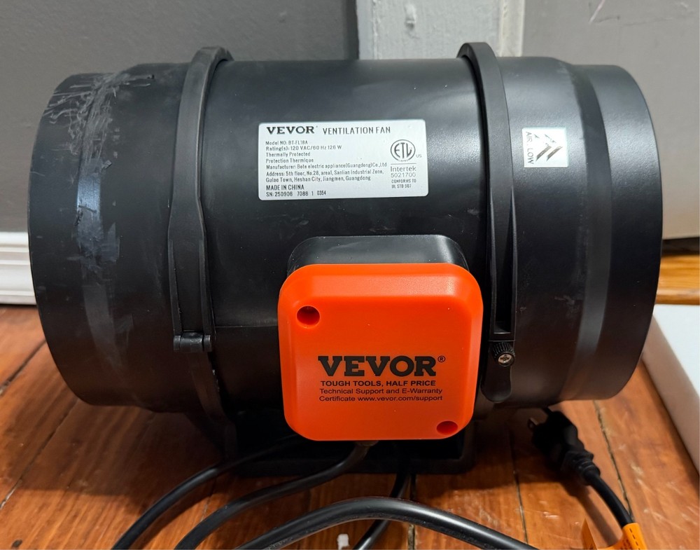 Inline Duct Fan 8" 750CFM with Variable Speed Controller Quiet AC-motor Vent Fan