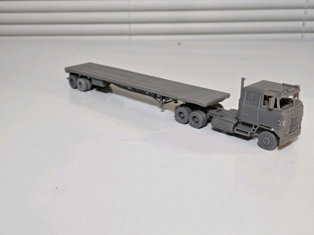 N Scale 48ft 2 Axle Utility Flatbed Trailer Undecorated Kit 3d Printed