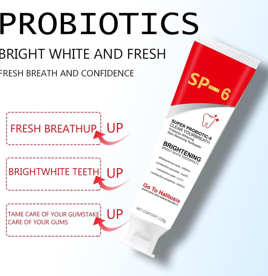 2 Pcs Super Probiotic SP-6 Toothpaste, Probiotics Bright White Toothpaste, Sp 6,