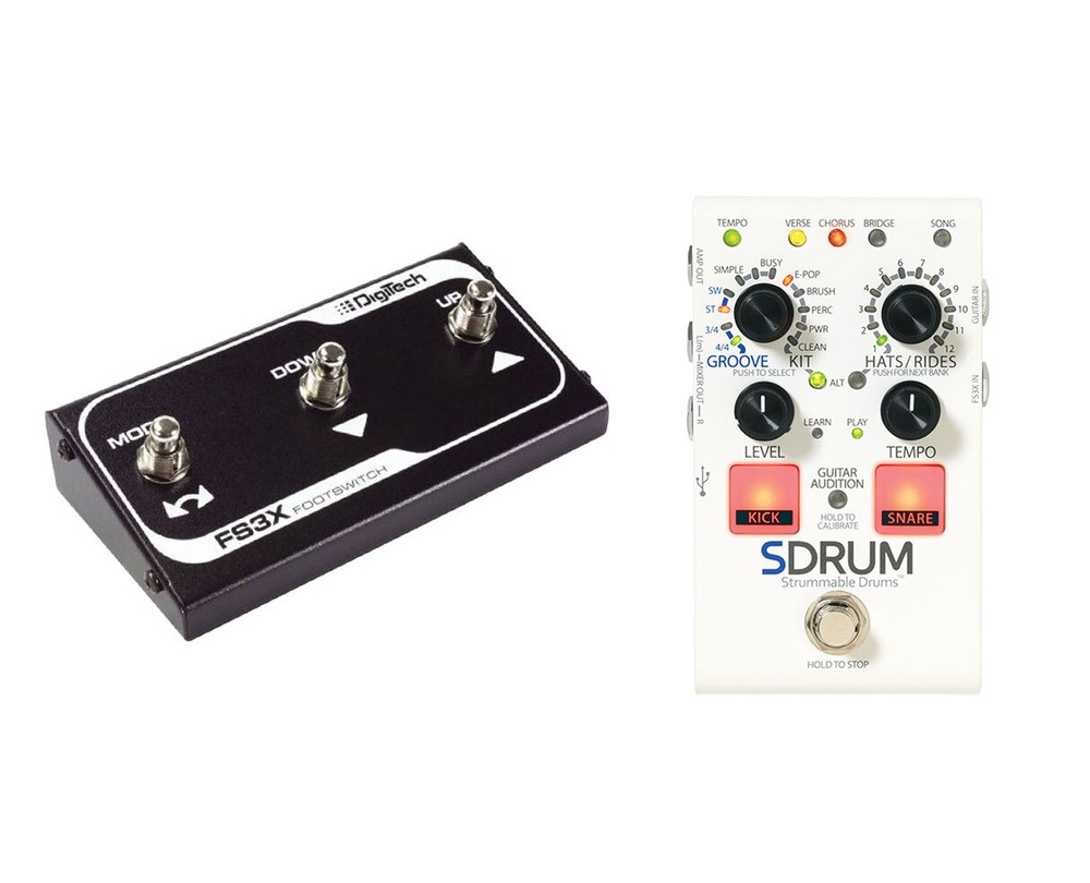 Digitech SDRUM Strummable Drums + DigiTech FS3X 3-Button Footswitch