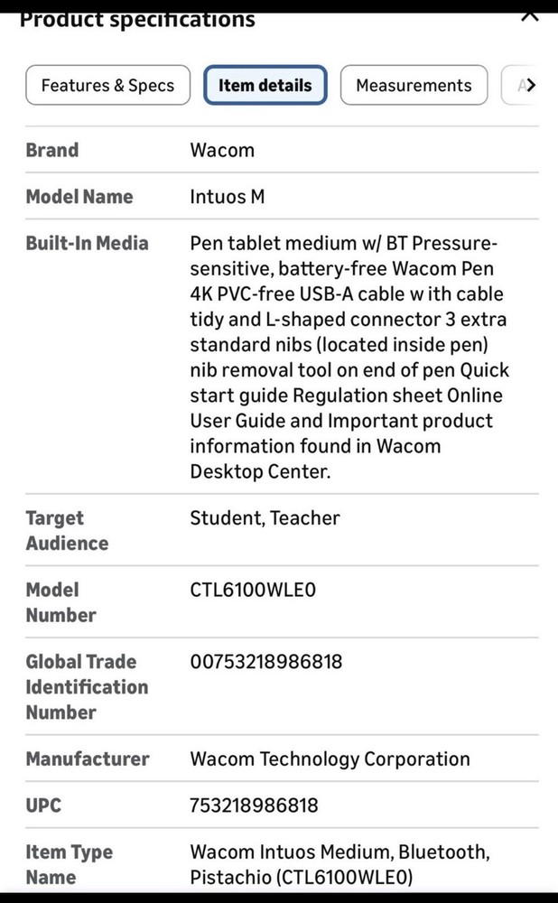 Wacom Intuos Medium Bluetooth Tablet with extras - OPEN BOX - model: CTL6100WLE0
