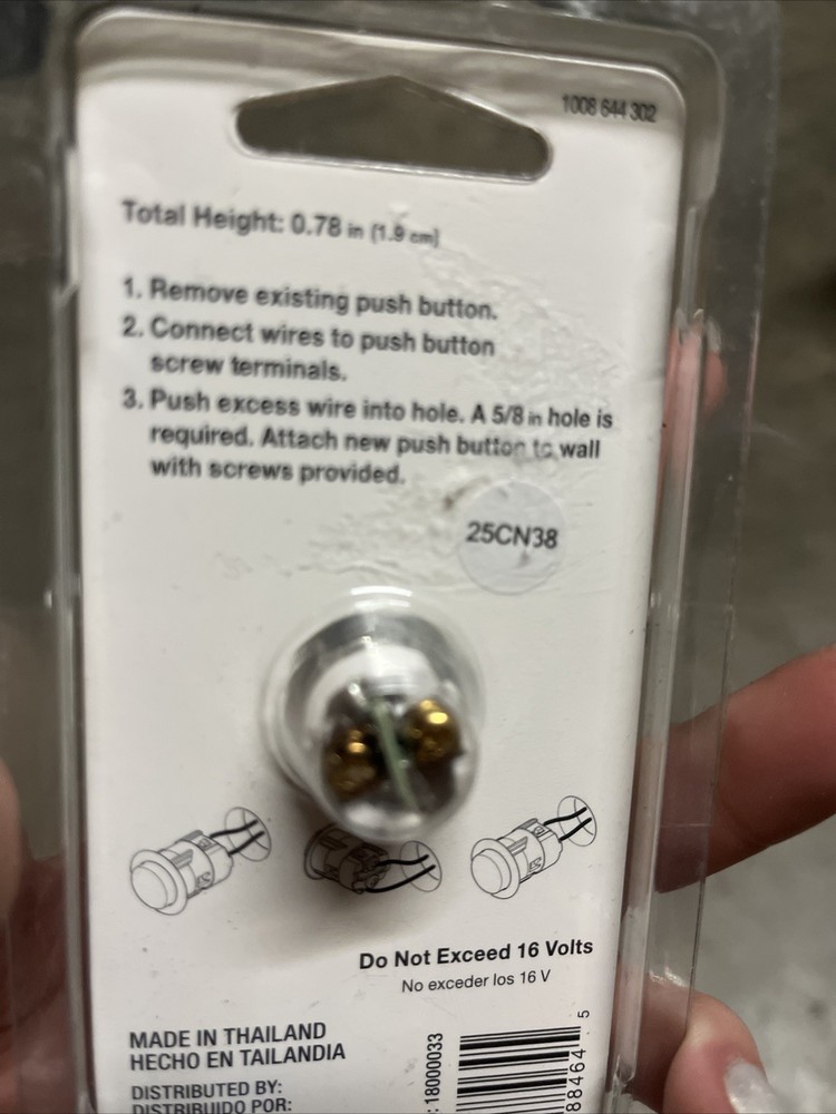 Defiant Illuminated Doorbell Push Button Wired Lighted Nickel