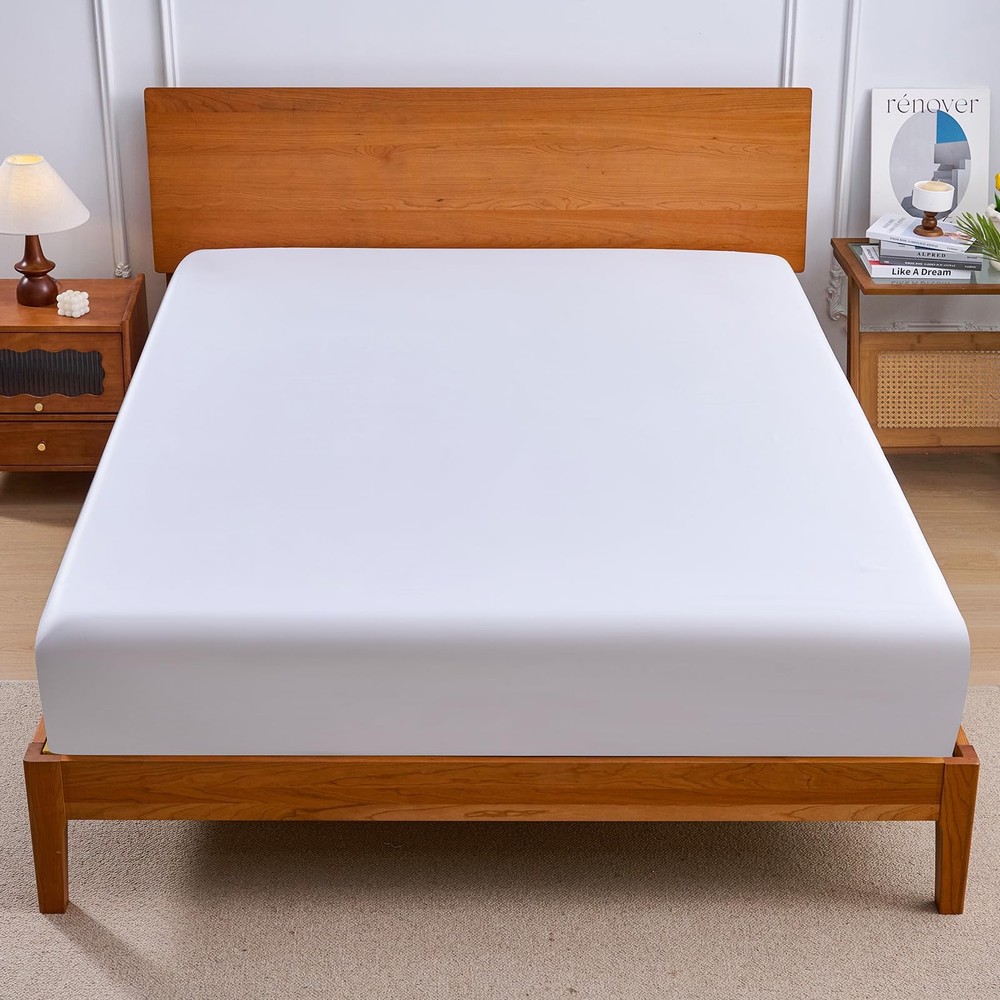 100% Viscose Derived from Bamboo Fitted Sheet Only, 600 Thread Count, Cooling...