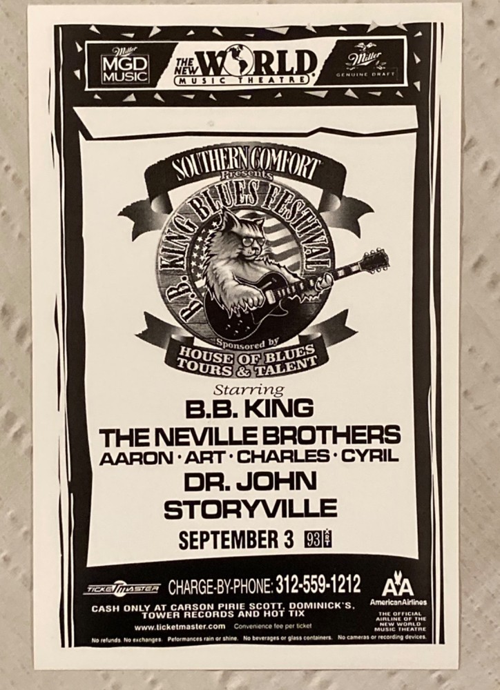B.B King 1998 Tour Poster Neville Brothers Dr. John Storyville Blues Music
