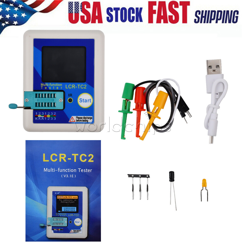 Upgraded LCR-TC2 Transistor Tester TFT Diode Triode Capacitance Meter ESR Kit US