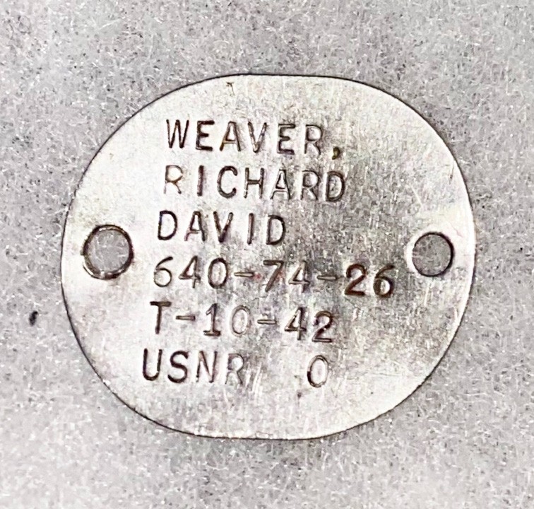 WWII Single USNR David Weaver T-42 Dog Tag