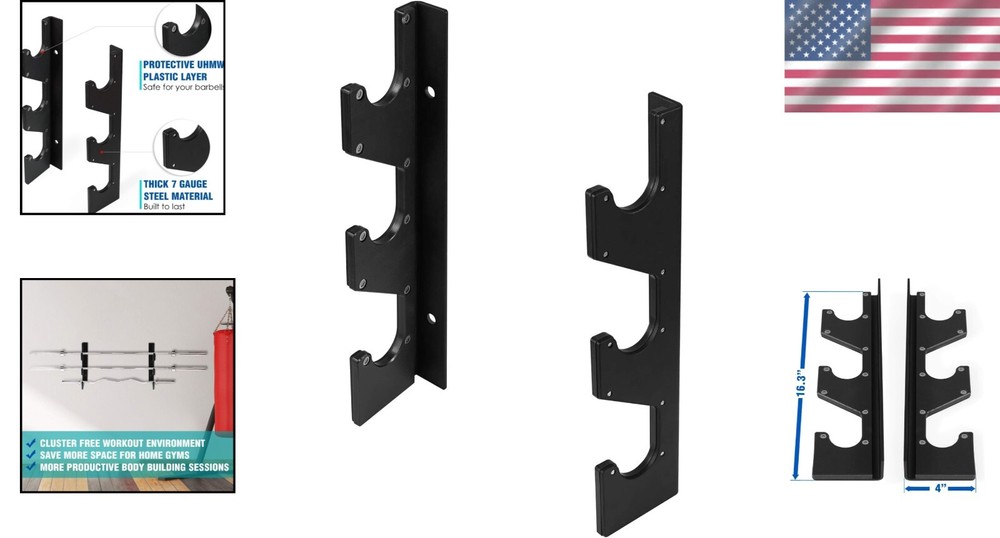 Vertical Barbell Storage Rack - Durable Olympic Holder with Protective Padding