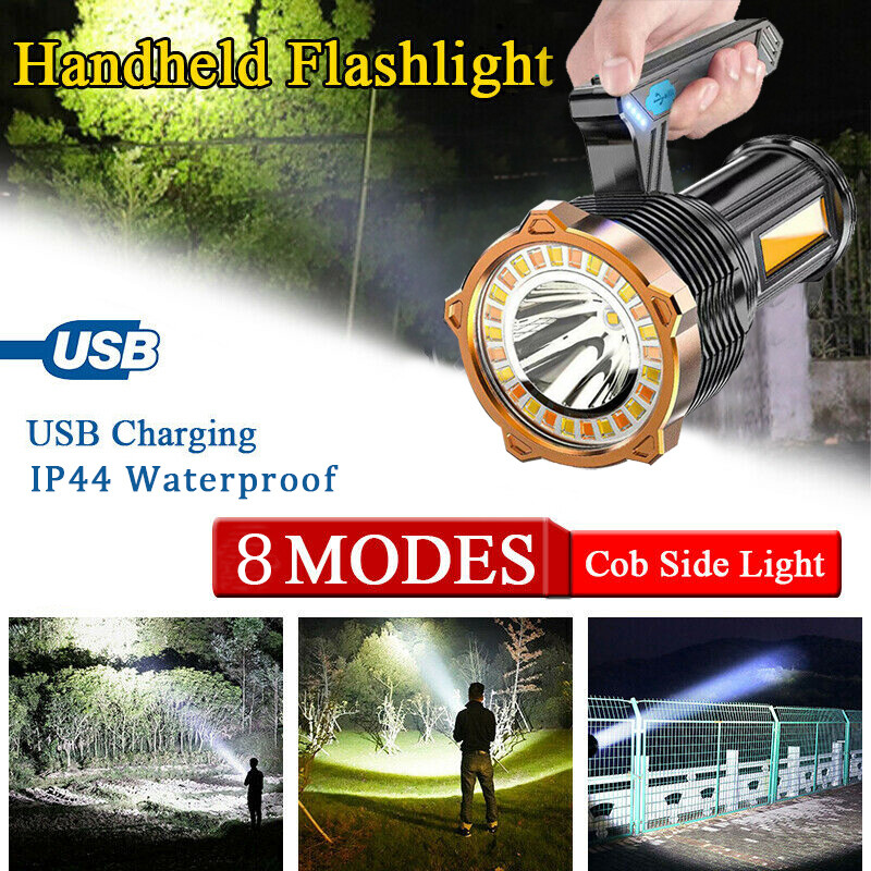 LED Flashlight Handheld Torch Lamp Worklight USB Rechargeable Small Light 8 Mode