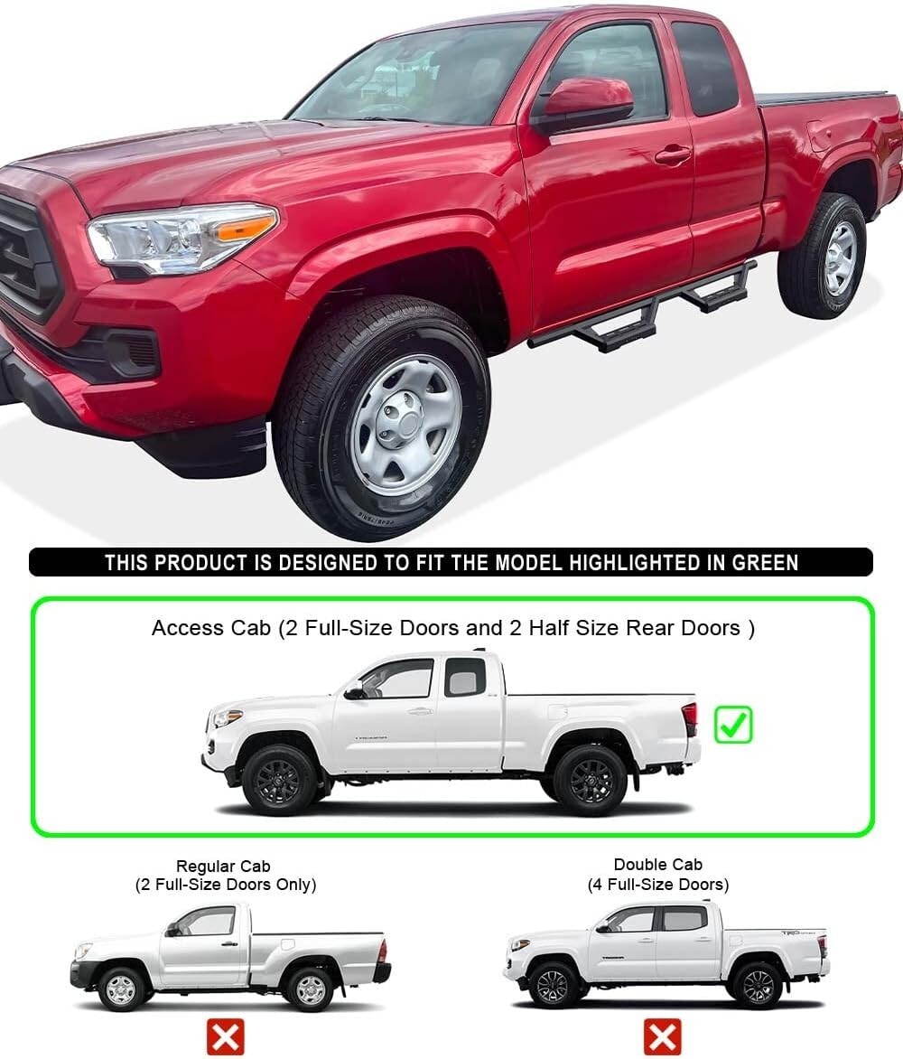 Stainless Steel Drop Steps Armor For 05-23 Tacoma Extended Access Cab
