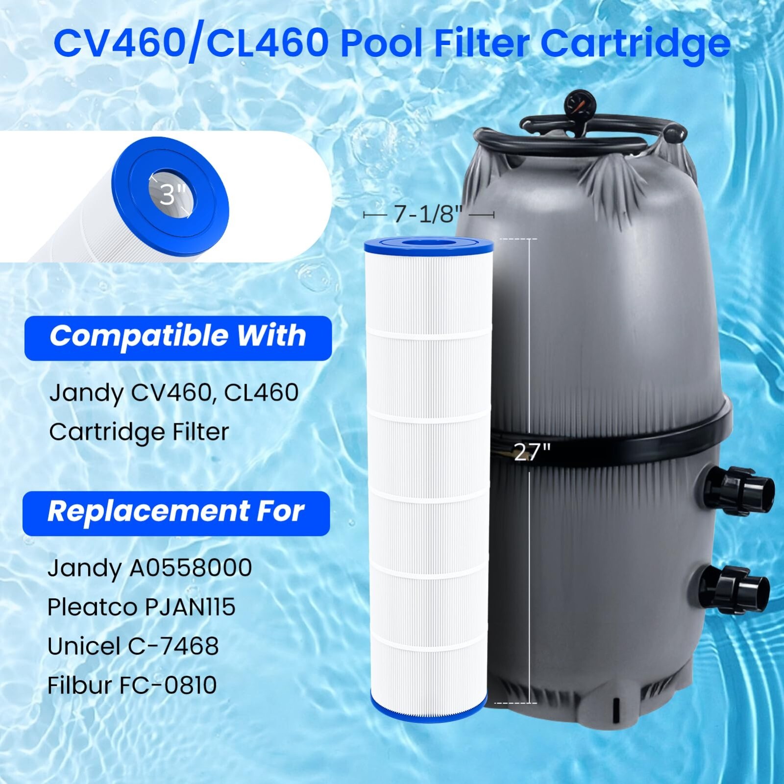 CV460 Pool Filter Cartridges Replacement for Jandy CV460, CL460, Jandy R0554600