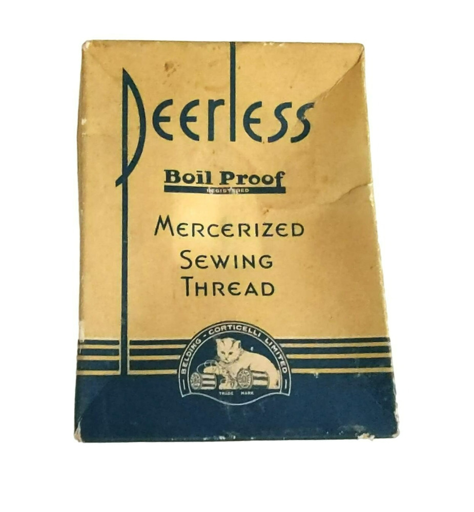 Empty Peerless Mercerized Sewing Thread Box Circa 1940s Display BOX ONLY Vintage