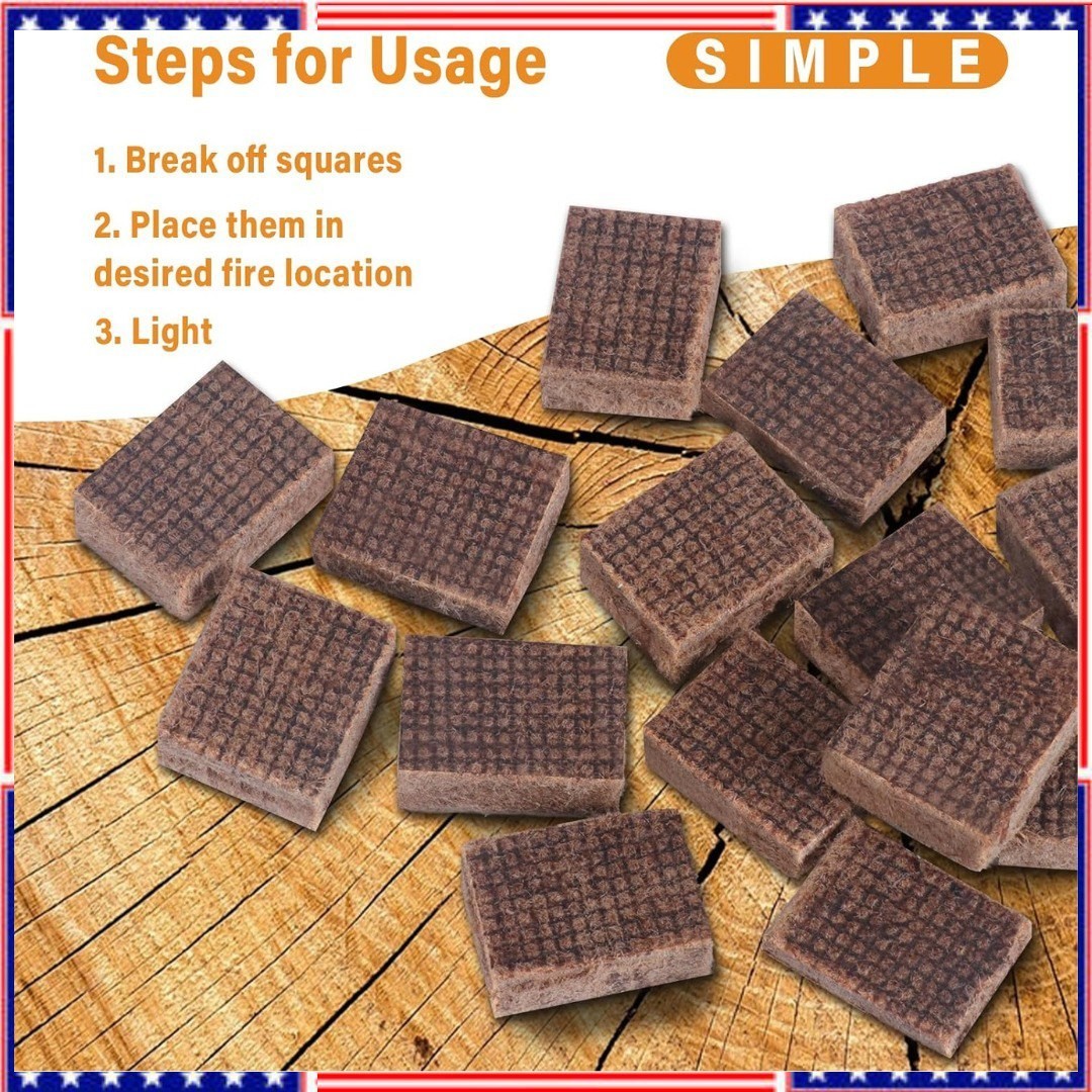 Fire Starter, Easy-Burning Fire Starter Squares for Wood Stoves, Campfires, Gril