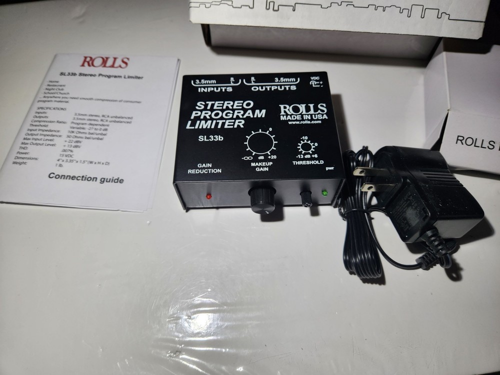 Rolls SL33b Mini Stereo Program Limiter w/RCA & 3.5mm In/Out
