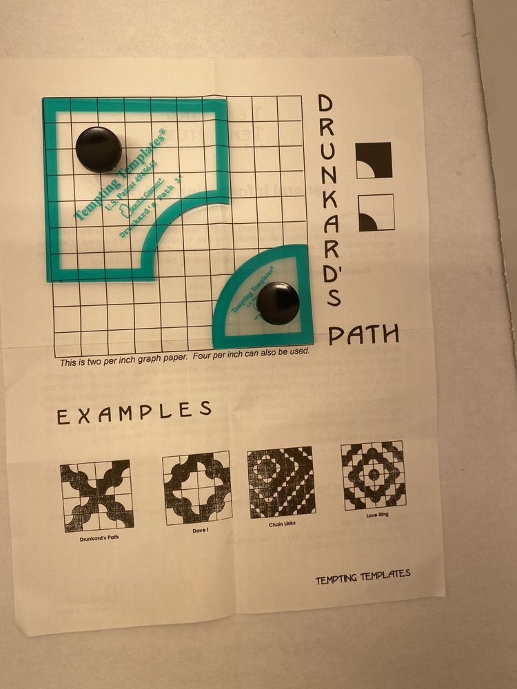 Sew / Fit Tempting Templates 3” Drunkards Path 2pc Set Quilting Stencil Guide