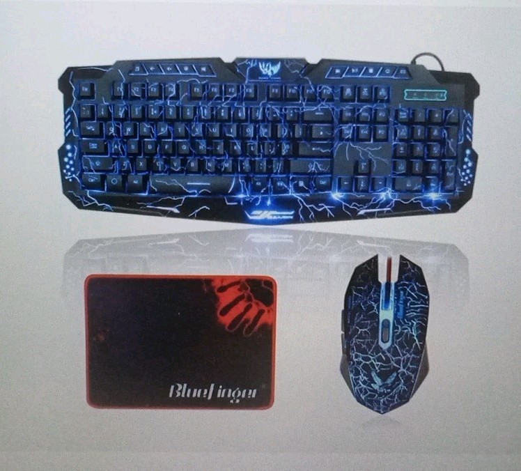 BlueFinger Gaming Keyboard & Mouse Set, Wired Backlit
