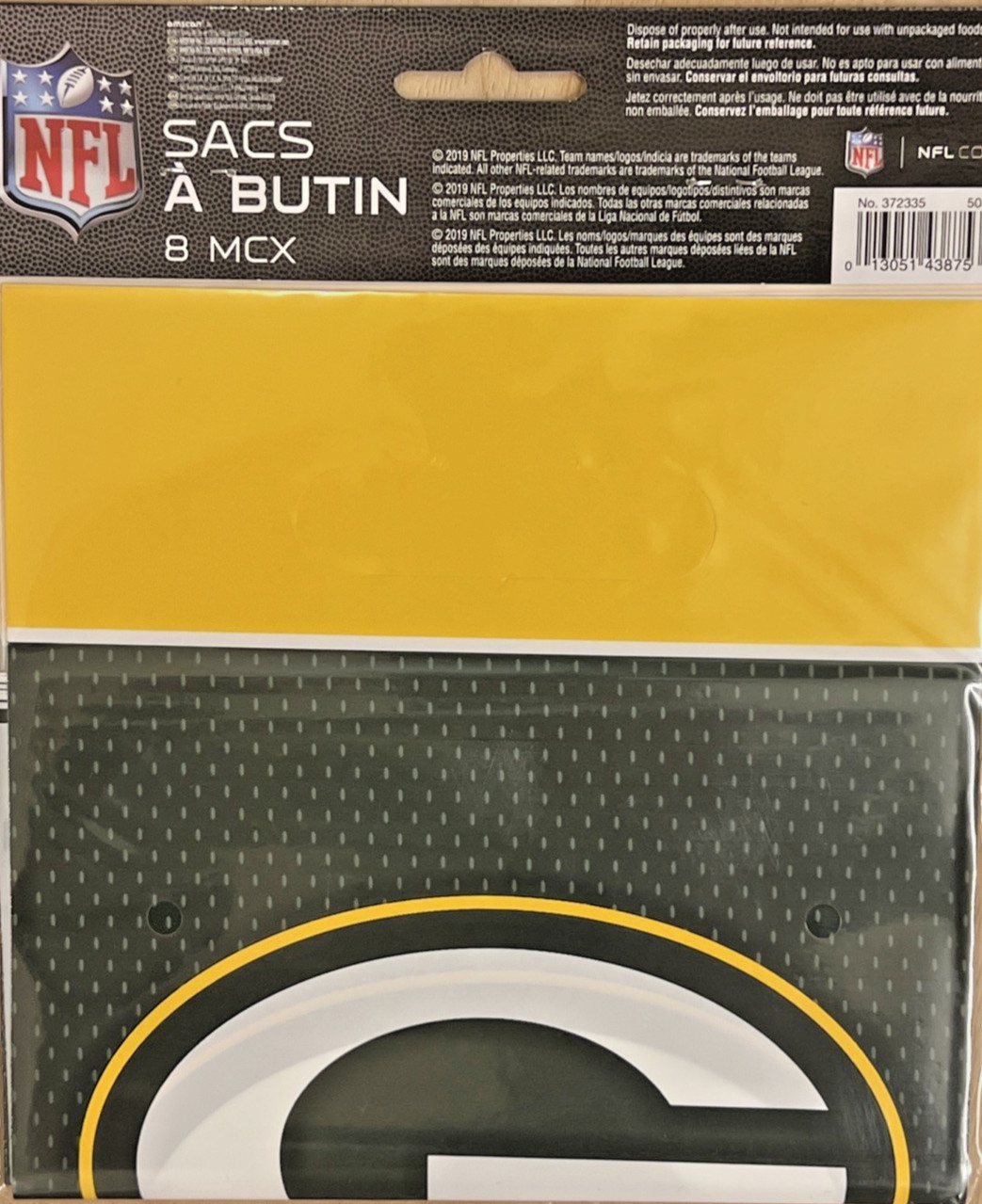 Green Bay Packers Football Sports Banquet Party Favor Snacks Loot Bags LOT of 2