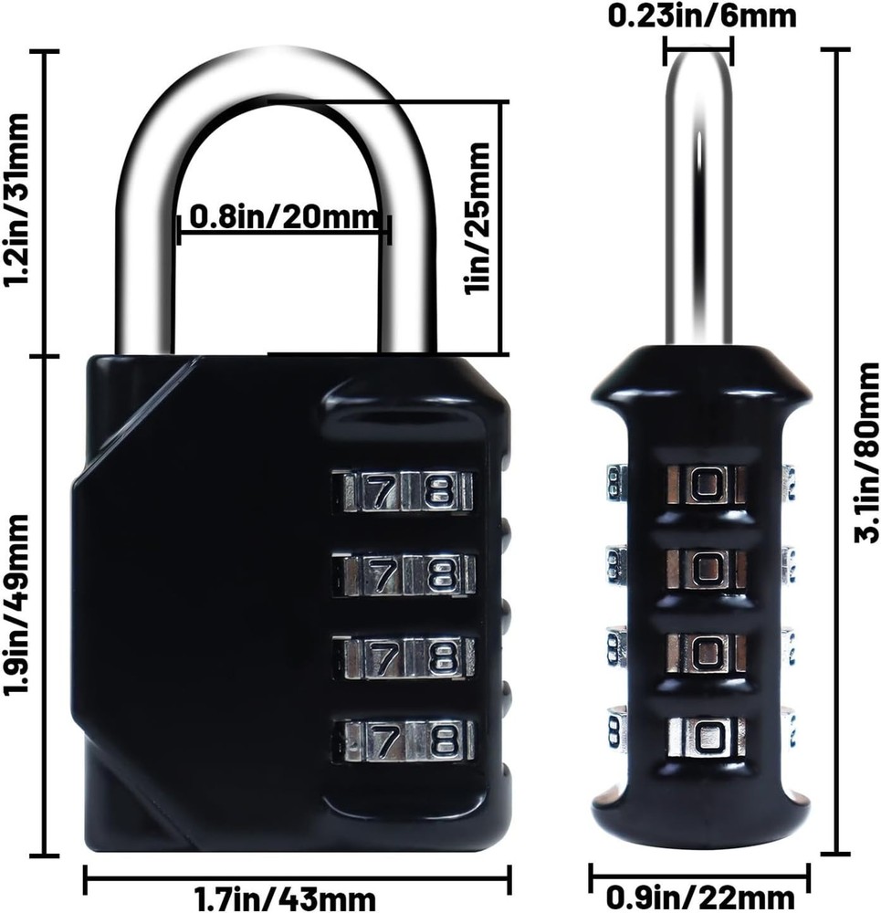 4-Digit Resettable Waterproof Combination Lock - Versatile Security Padlock