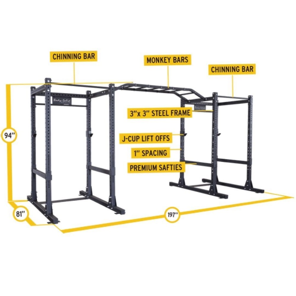 Body-Solid Double Commercial Power Cage | Squat Rack w/ Monkey Bars SPR1000DB...
