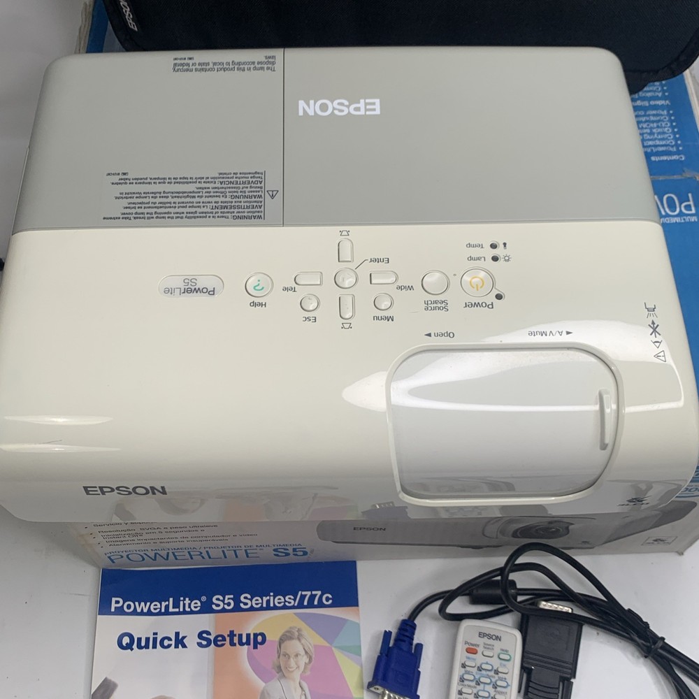 Epson PowerLite S5 Multimedia Portable 3LCD Projector w/ Remote, Case, Manual ++