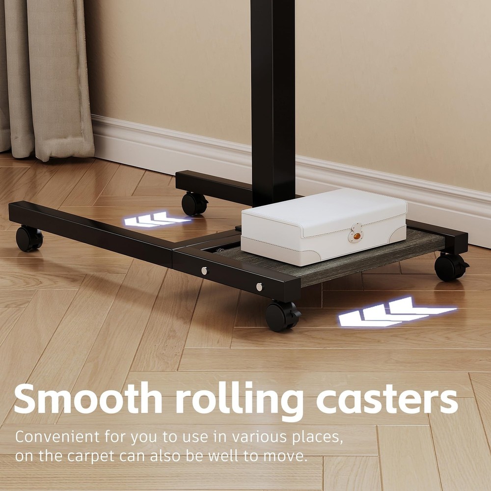 Overbed Table with Wheels Adjustable Height, Mobile Standing Stand Up Rolling...