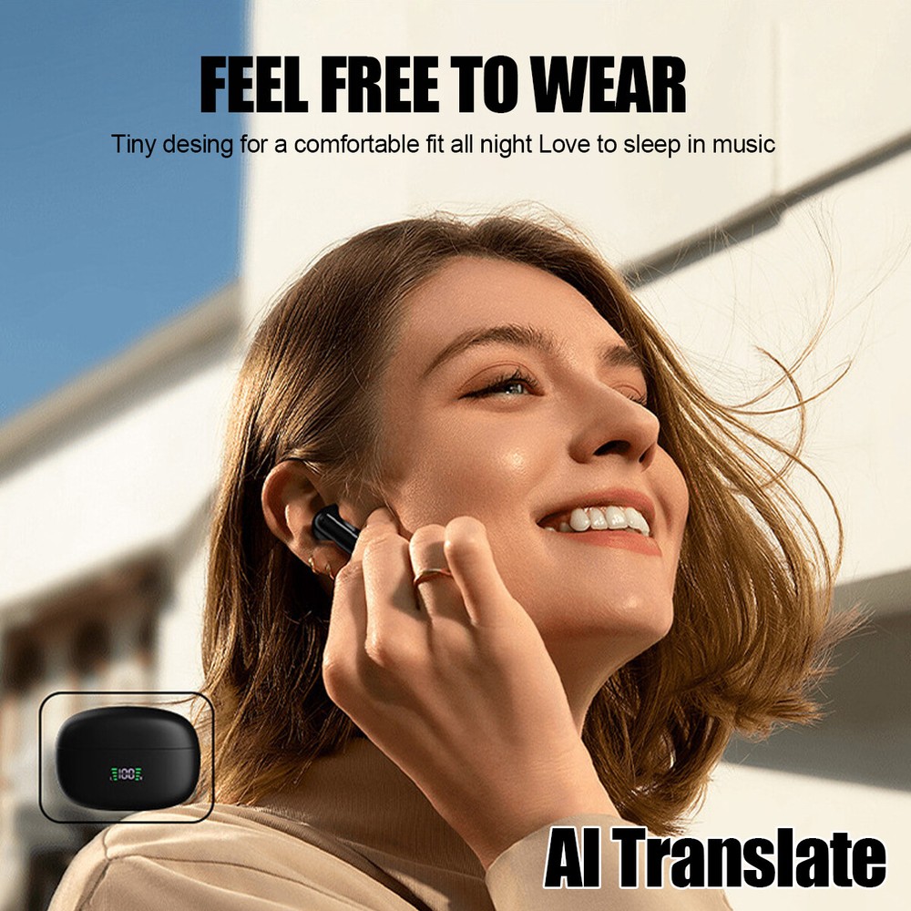 144 Language Translator Earbuds Wireless Bluetooth Two Way Translator Device BK