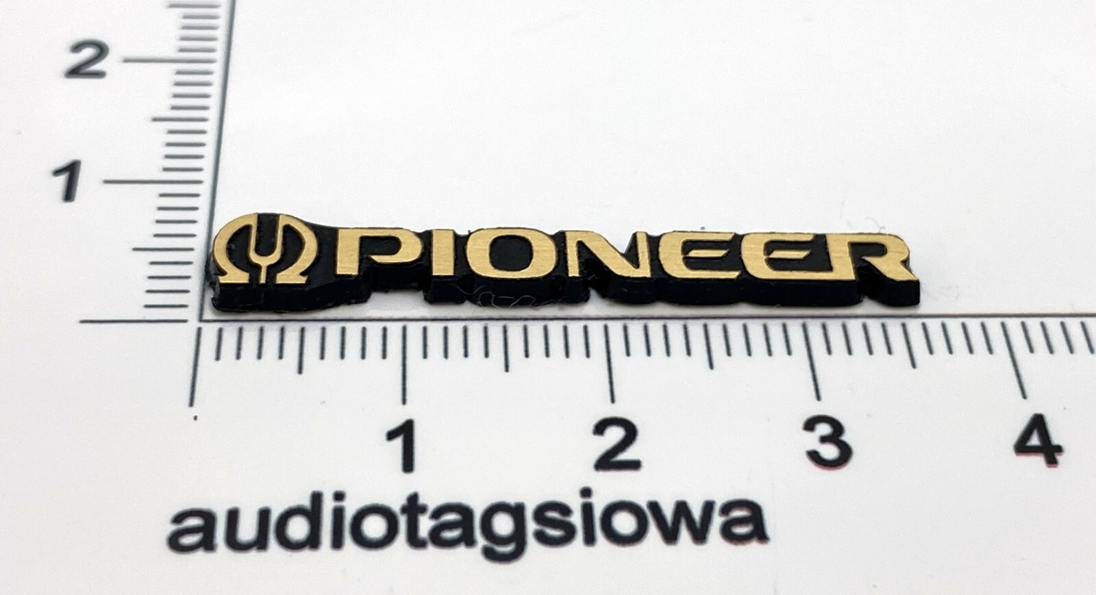 Pioneer Equipment Badge Logo Gold Incised Plastic SMALL 36mm x 6mm