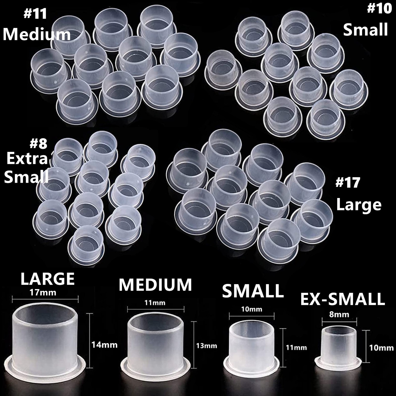100,200,300,400,500,1000 Pcs Tattoo Ink Pigment Cups Tattoo Ink Caps Flat Bottom
