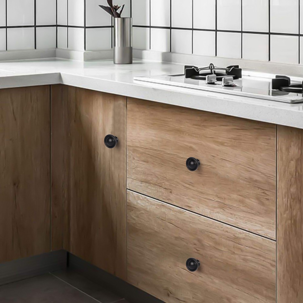 Lot Kitchen Cabinet Knobs Hardware Drawer Cupboard Handle Pulls Black Round