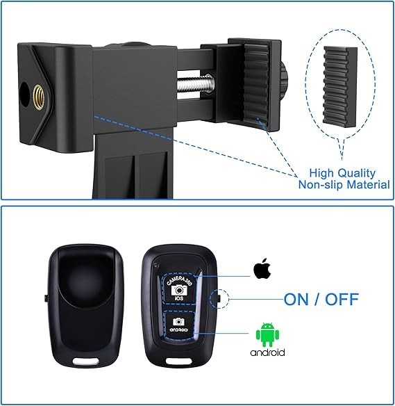 Phone Tripod Mount Adapter with Ｗireless Camera Remote