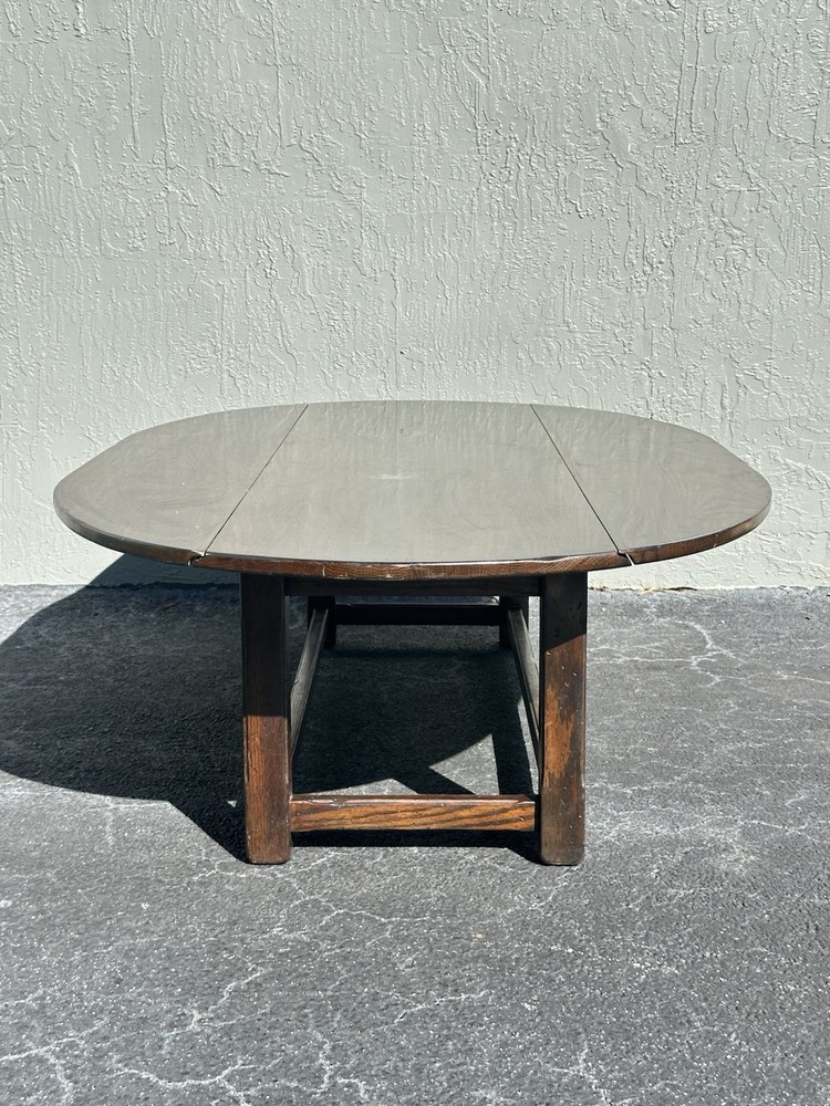Vintage Cushman Classics Drop-Leaf Oval Coffee Table – Solid Oak