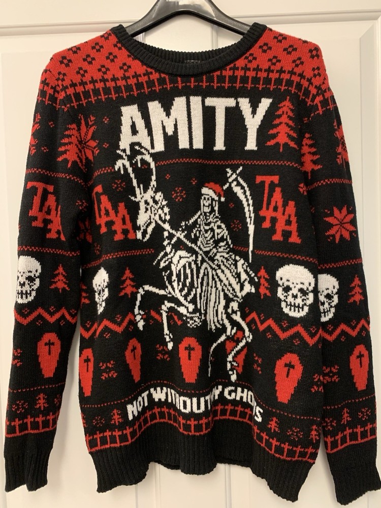 The Amity Affliction Holiday Christmas Sweater Shirt “S” Not Without My Ghosts