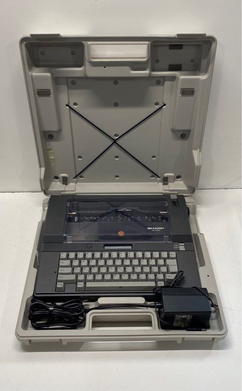 Sharp Electronic Typewriter PA-3260 Gray Portable Calc uTyping Manual Case