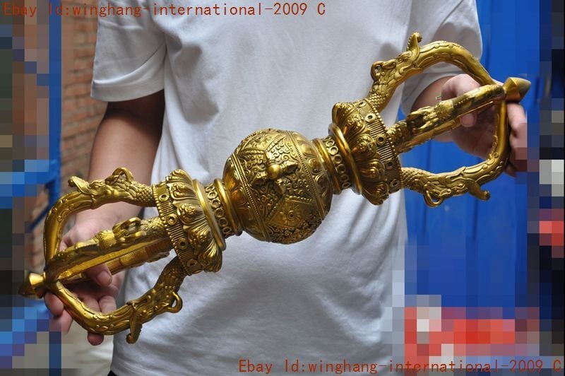Tibet Buddhism temple bronze Gilt Vajra Dorje Phurpa Exorcism Talisman Faqi